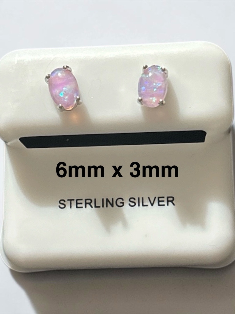 NWT Pure 985 Sterling Silver Pink Fire Opal Oval Stud Earrings